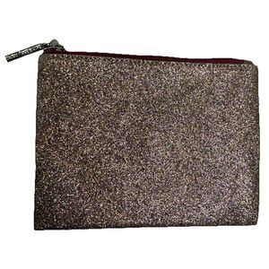 Bath & Body Works Pink Glitter Cosmetic Makeup Bag Zip Pouch 7" x 5"